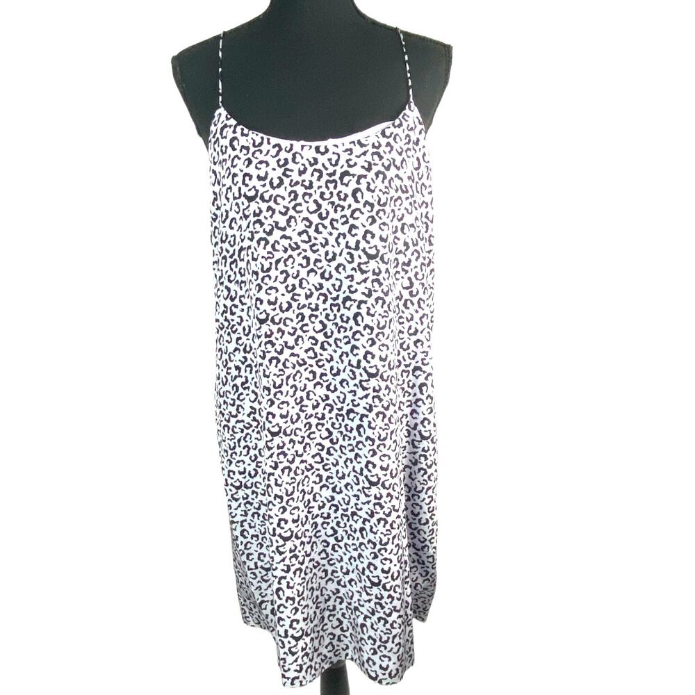 Tibi lavender animal print slip dress 100% silk spaghetti strap size 10